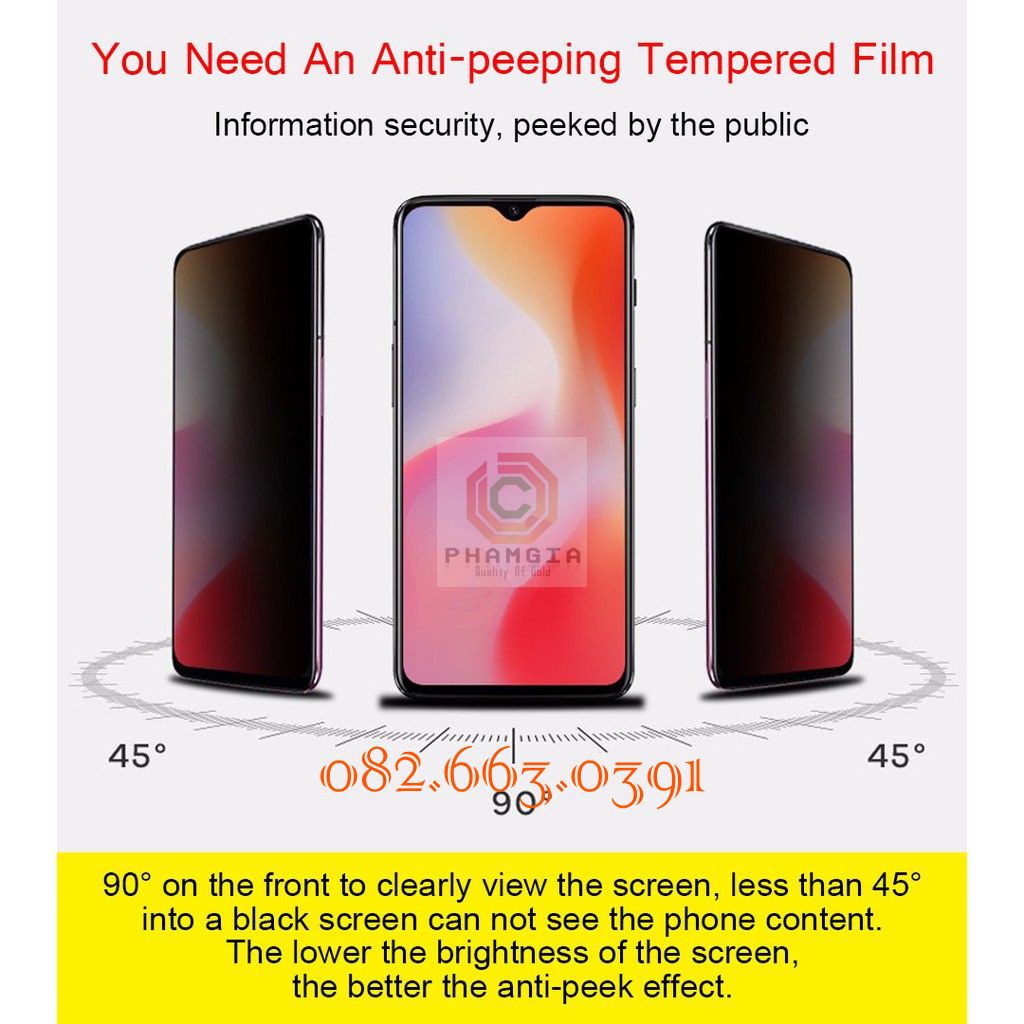 Dán cường lực chống nhìn trộm Vivo Y81 / Y81S / Y83 / Y85 / Y91 / Y91i / Y91C / Y93 / Y95 dẻo nano