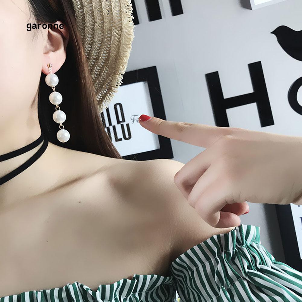 Khuyên Tai Dài Đính Ngọc Trai Nhân Tạo Thời Trang Cho Nữ
