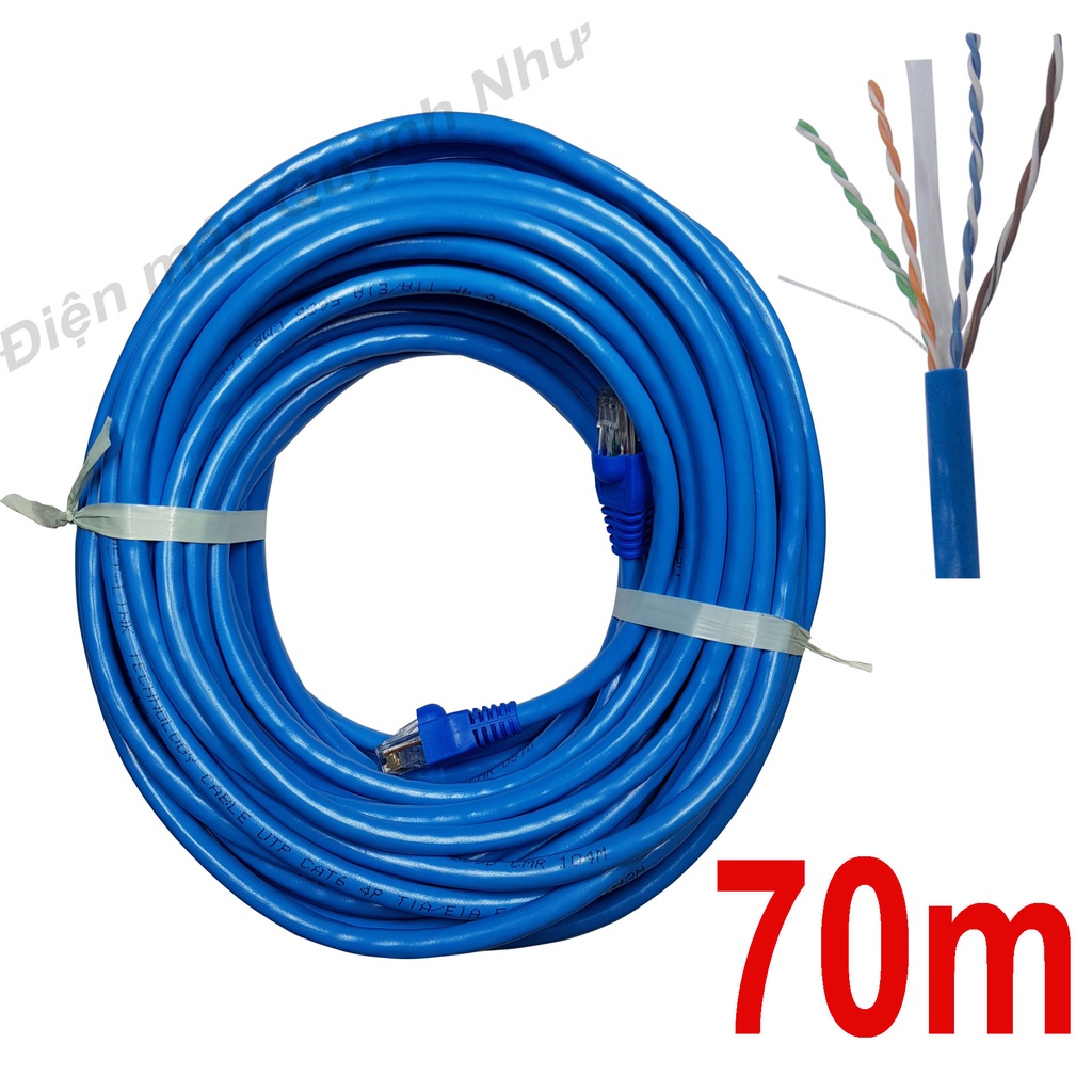 Dây Mạng Internet Cat6 Bấm Sẵn 2 Đầu dài 10m 15m 20m 25m 30m 35m 40m 45m 50m - Cáp mạng, cáp lan chính hãng