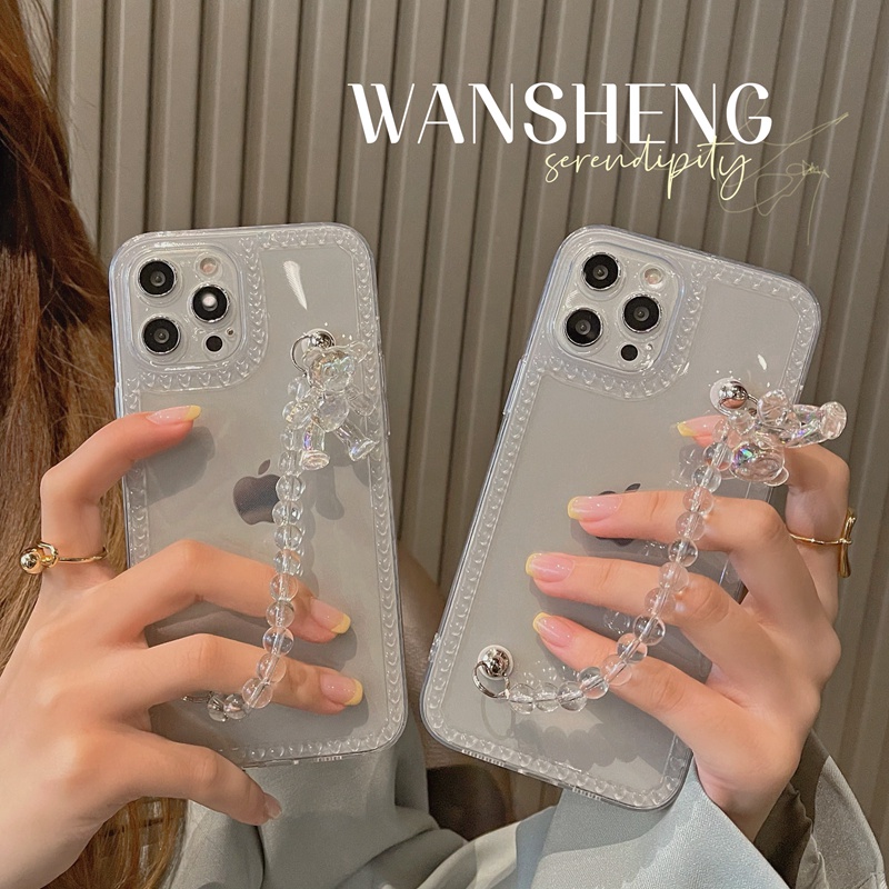 Vòng đeo Tay Gấu Laser Mùa Hè Viền Thẳng Khung ảnh Tình Yêu Vỏ Trong Suốt IPhone 13 13Pro 13Promax 12 12Pro 12Promax 11 11Pro 11Promax Xsmax Xr X Xs 8 7Plus