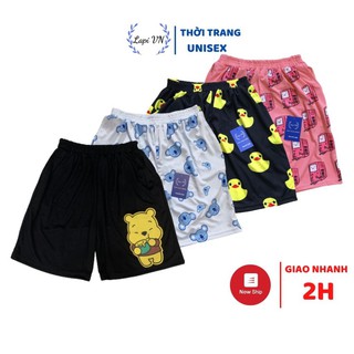 Thuyhuong quần short lửng cartoon thú unisex -lapi vn ,freesize đến 70kg,
