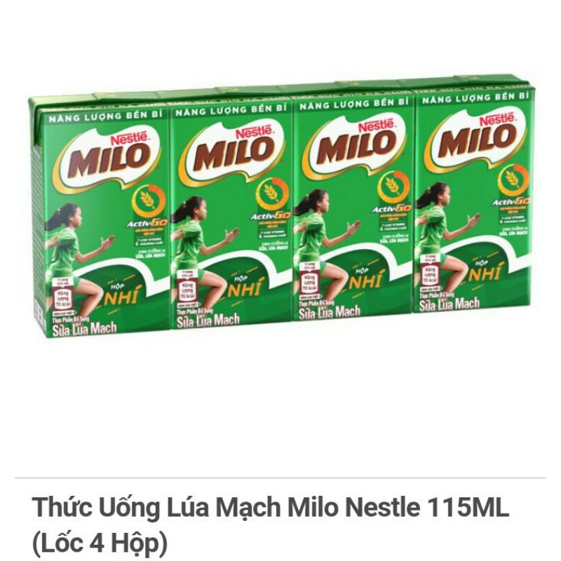 Thức Uống Lúa Mạch Milo Nestle 115ML(Lốc 4 Hộp)