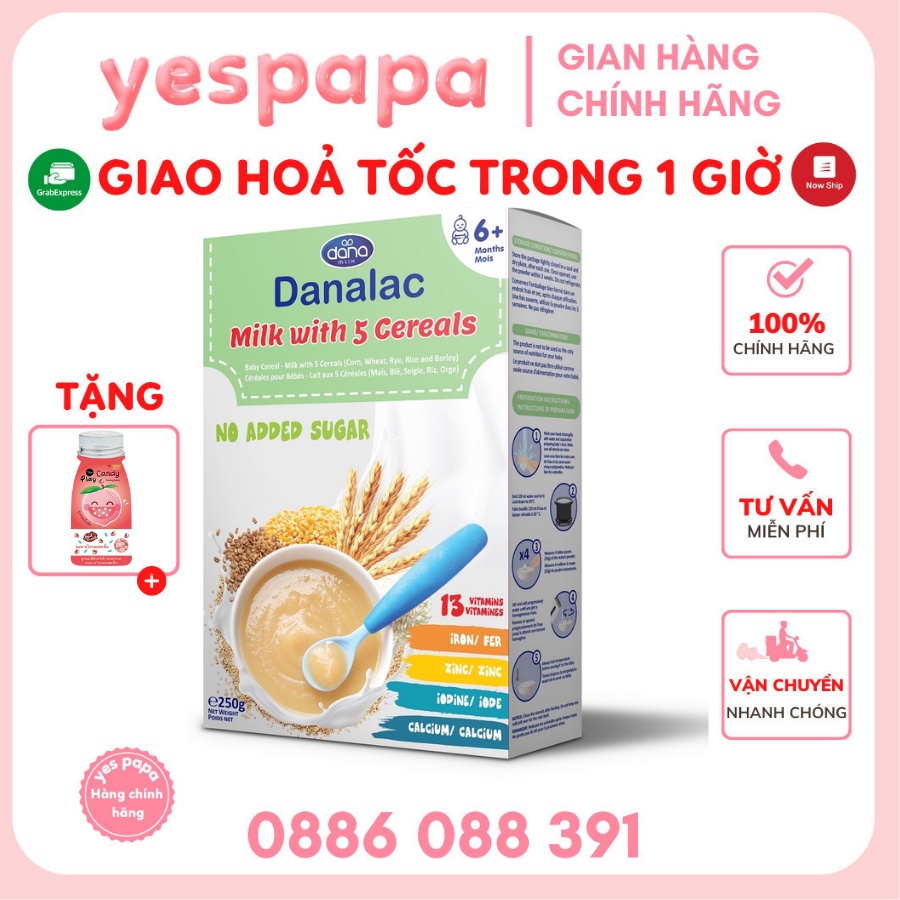 Bột ăn dặm DANALAC sữa với 5 loại ngũ cốc  - Hộp 250g