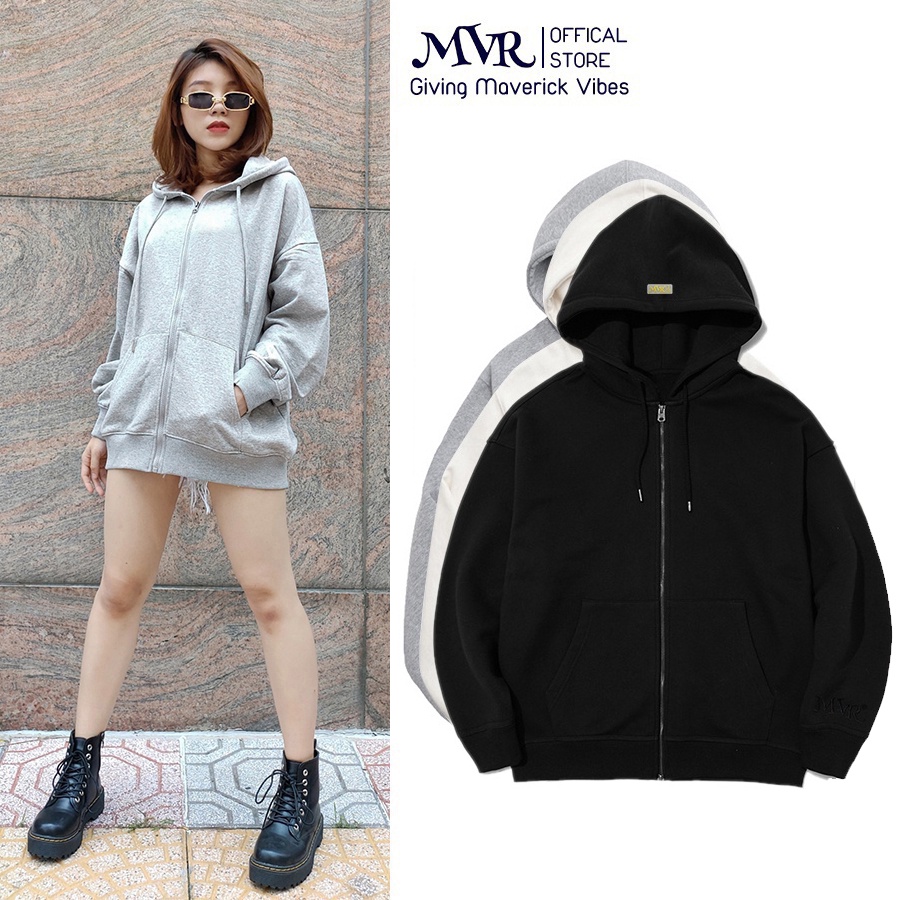 ÁO KHOÁC HOODIE ZIP UNISEX THỂ THAO ao gió trơn có dây khóa kéo vải mát chống nắng Form rộng Nam Nữ Vải Da Cá Oversize