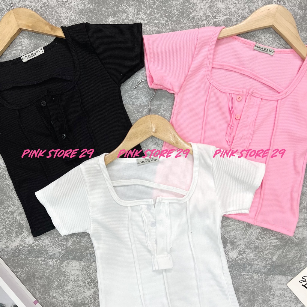 Áo Croptop Ôm Body Tay Ngắn Gân Nổi alohashop91