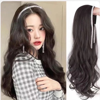 Tóc giả cài băng đô đính đá dây tua rua tóc xoăn gợn sóng và thẳng