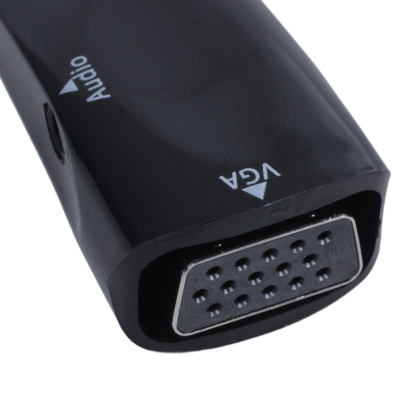 Bộ chuyển đổi HDMI tương thích sang VGA Mạ vàng với đầu nối Cáp âm thanh 3,5 mm cho PC, Laptop, DVD, Desktop, TV box hoặc các thiết bị đầu vào tương thích HDMI khác - Đen