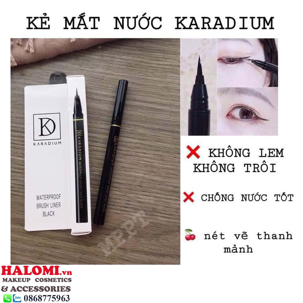 Kẻ Mắt Nước Karadium Waterproof Brush Liner Black 0.55g
