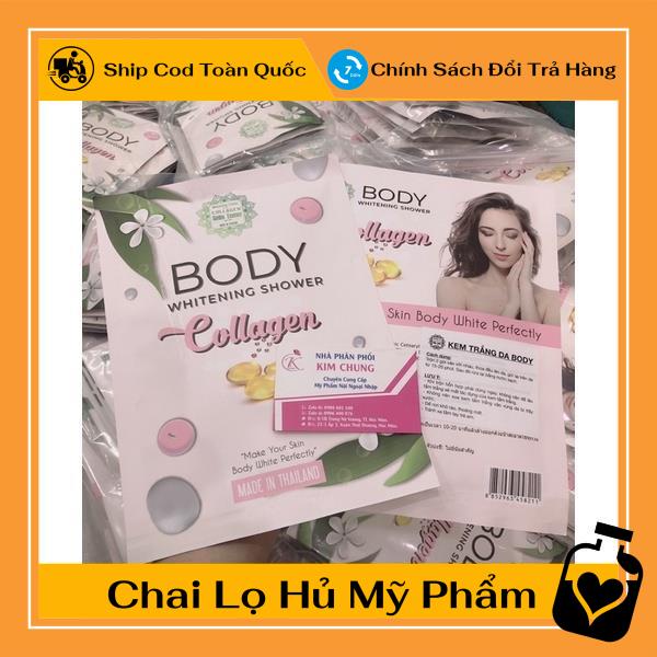 [Hàng chuẩn] Kem và bột tắm Thái Lan Body whitening shower Collagen, nguyên liệu, công thức làm kem trộn trắng da body