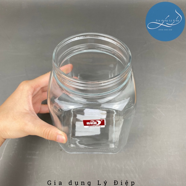 Hũ thuỷ tinh deli nắp nhựa vuông dung tích 1200ml