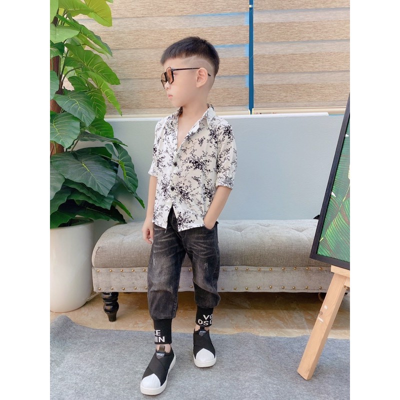 Sơ mi lụa mềm, mát cho bé 9-32kg