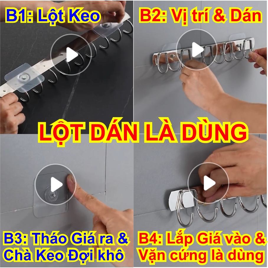 Giá treo đồ tiện ích dán keo là dùng không cần khoan tường dùng treo đồ nhà bếp, nhà tắm, phòng ngủ ... ngăn nắp gọn đẹp