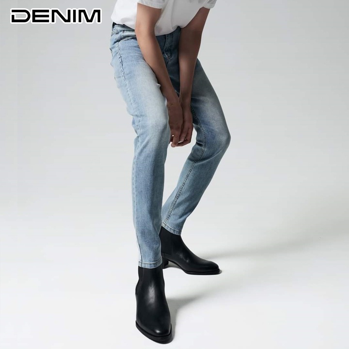 Quần jean nam rách xước cao cấp màu xanh nhạt chất bò co giãn ống đứng dáng ôm skinny DC Denim [5678]
