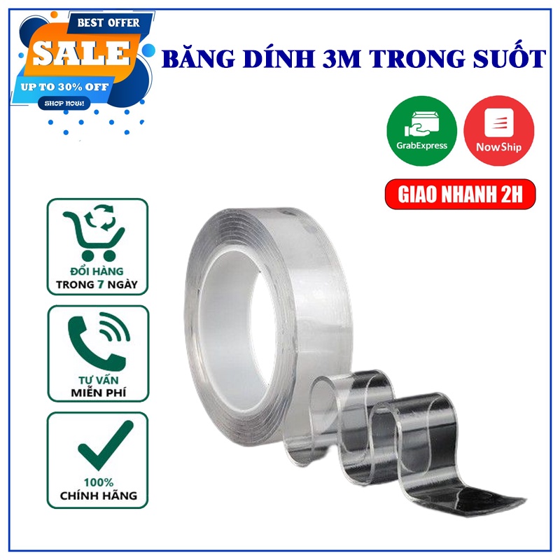 Băng keo 2 mặt trong suốt Ivy Grip Tape