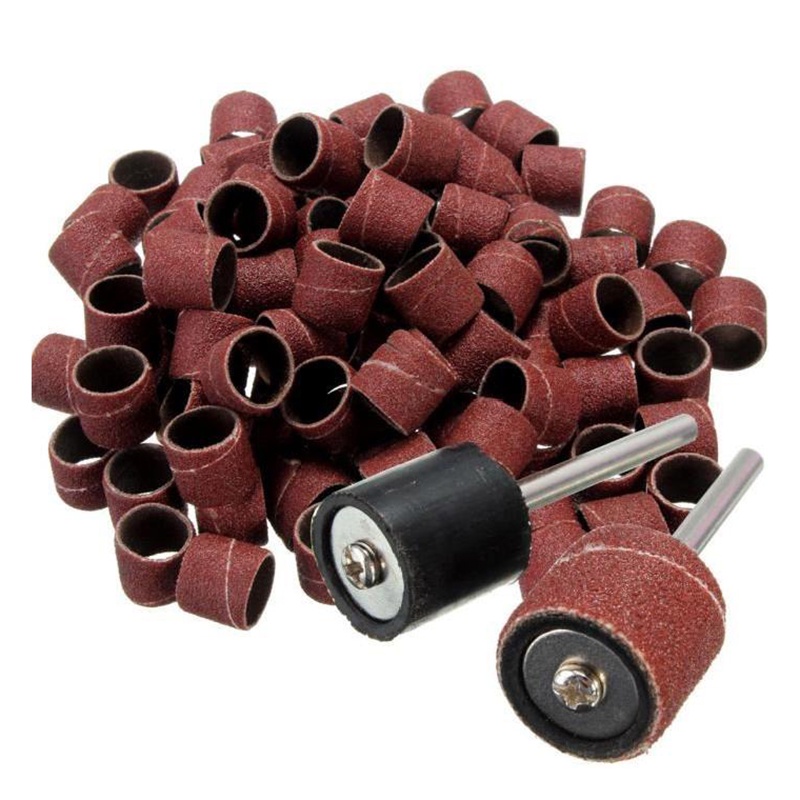 100 miếng 1 *2 inch Vòng giấy nhám đánh bóng Đánh bóng Băng mài mòn trong cacbua silic + 2 miếng x Chuck quay hoặc trục gá