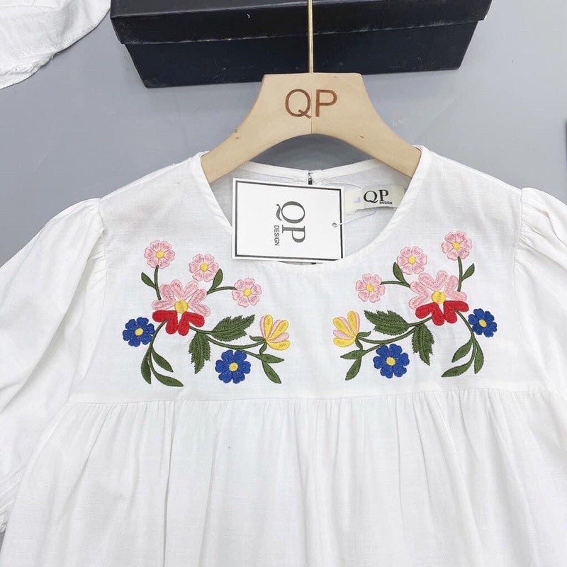 Sét bộ hoa thêu trắng bigsize