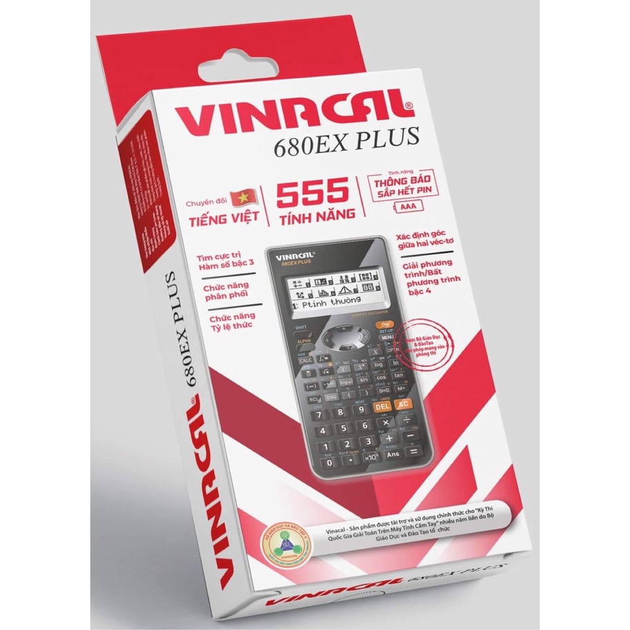 Máy tính cầm tay VINACAL 680 EX PLUS, máy tính cầm tay học sinh chính hãng