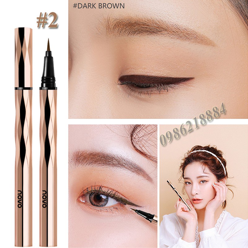 Bút kẻ mắt nước lâu trôi Novo kim cương nét vẻ mảnh khô nhanh, Cây kẻ mắt siêu mảnh Novo đầu cọ 0.01mm sắc nét mềm mại