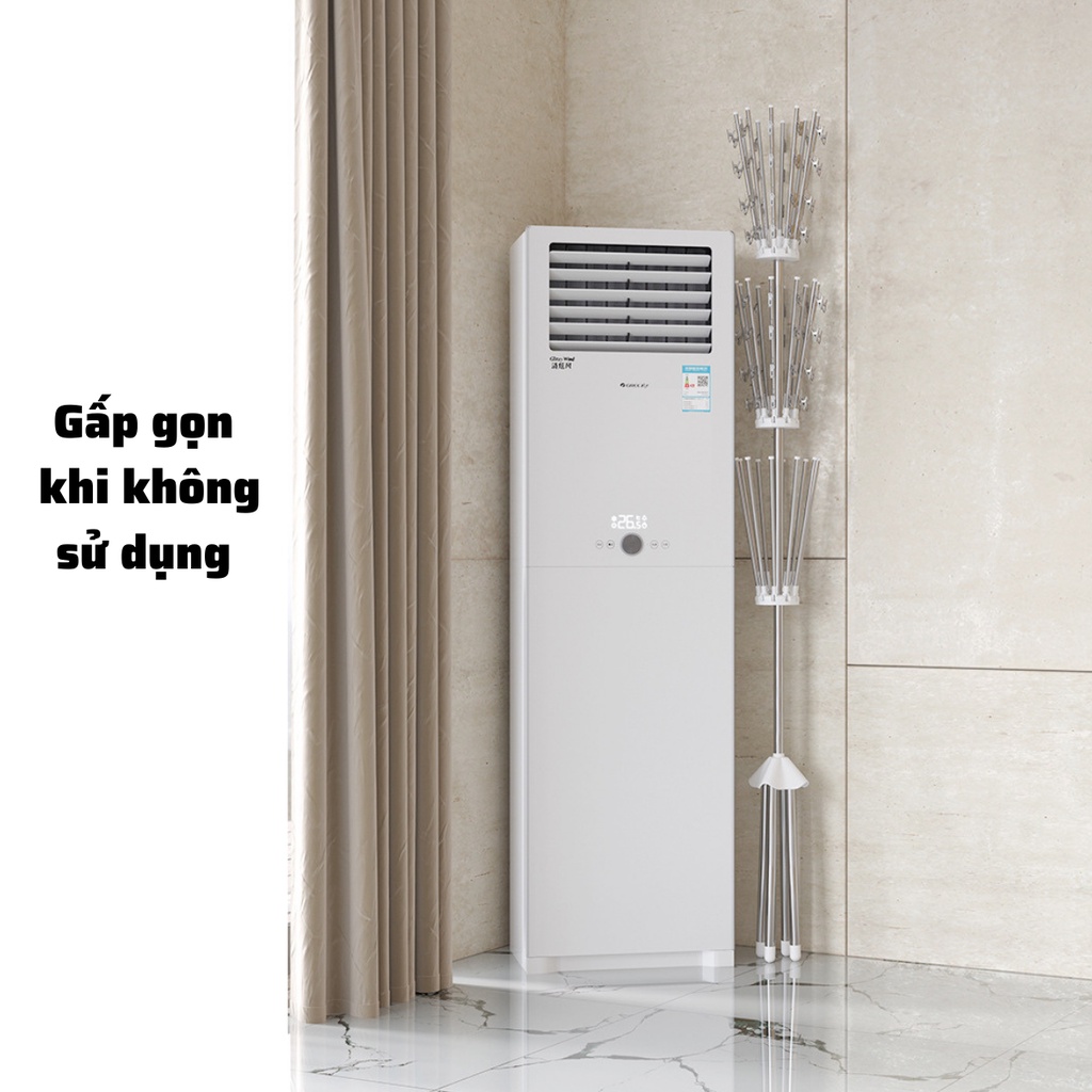 Cây Phơi Đồ Inox Đa Năng LABI VN LB081 Với 3 Tầng Gấp Gọn Tiện Lợi Và Có 80 Móc Treo Phơi Quần Áo, Phơi Đồ Trẻ Em