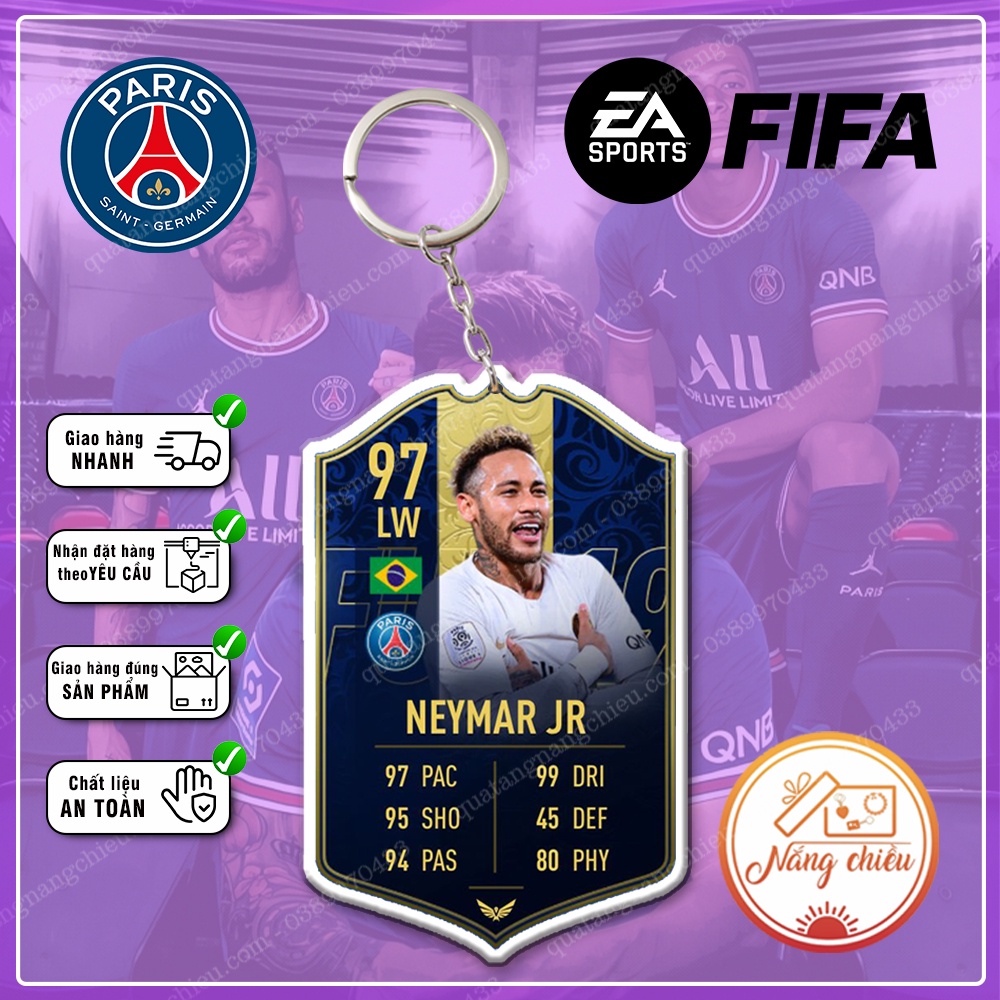 Móc khóa Neymar, thẻ cầu thủ bóng đá ☘️Quà Tặng Nắng Chiều☘️