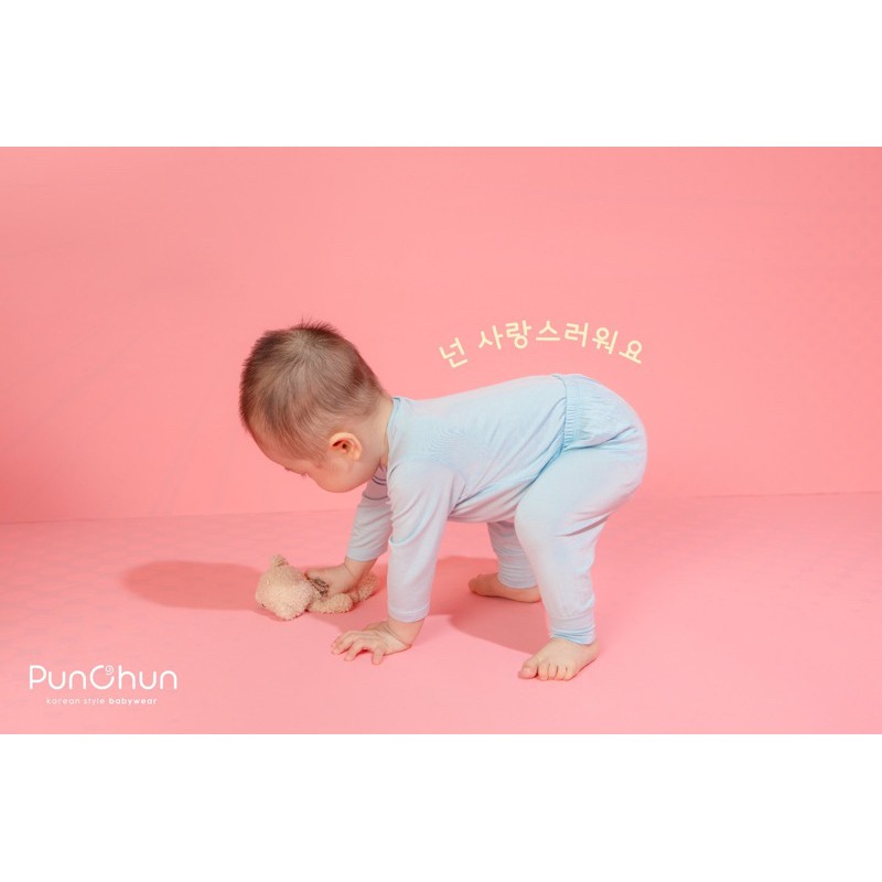 Punchun - Bộ dài tay Punchun trai gai (0-3M đen 5Y)