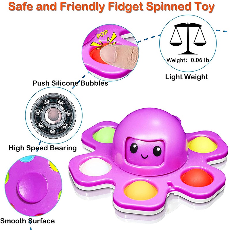 Con quay đồ chơi Fidget Spinner hình dáng bạch tuộc giúp giảm stress cho trẻ
