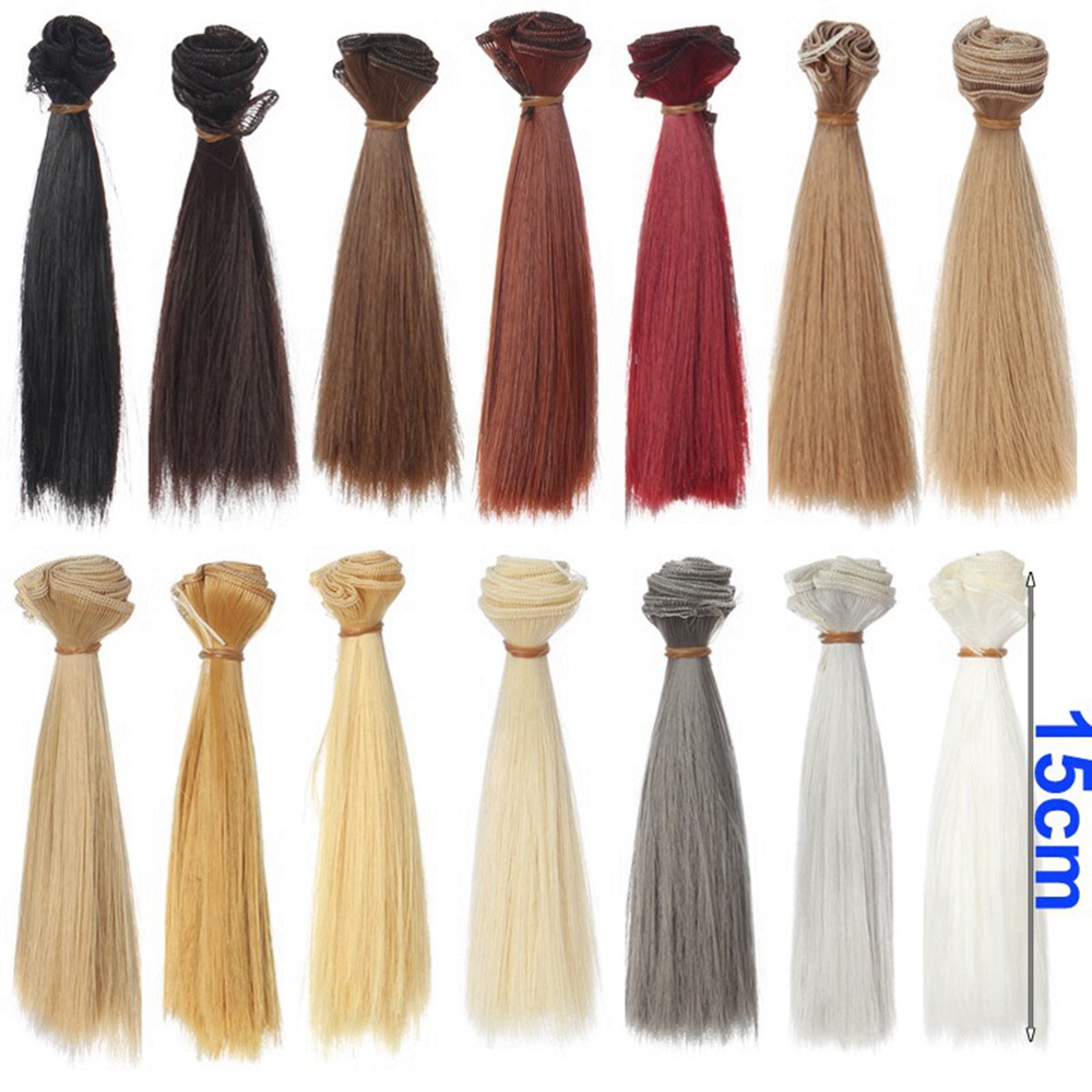 1 Bộ Tóc Giả Dài Thẳng 15cm 15 Màu Chất Lượng Cao Cho Búp Bê
