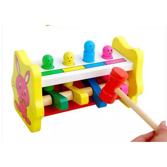Đồ Chơi Gỗ Đập Chuột Hình Con Thỏ, Đồ Chơi Gỗ Cho Bé Rèn Luyện Sự Khéo Léo