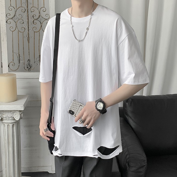 ÁO THUN UNISEX RÁCH 👑HÀNG CAO CẤP💎COTTON 100% CO GIẪN TỐT