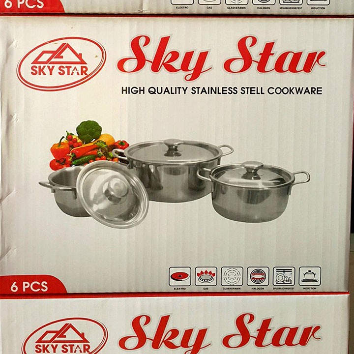{DEAL HỦY DIỆT} Bộ 3 nồi Inox Sky Star Cao cấp dùng được cho mọi loại bếp