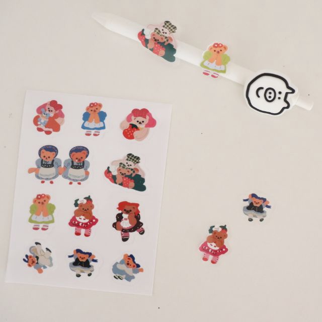 GaLiCiCi . Transparent Waterproof Dancing Bear PVC Sticker