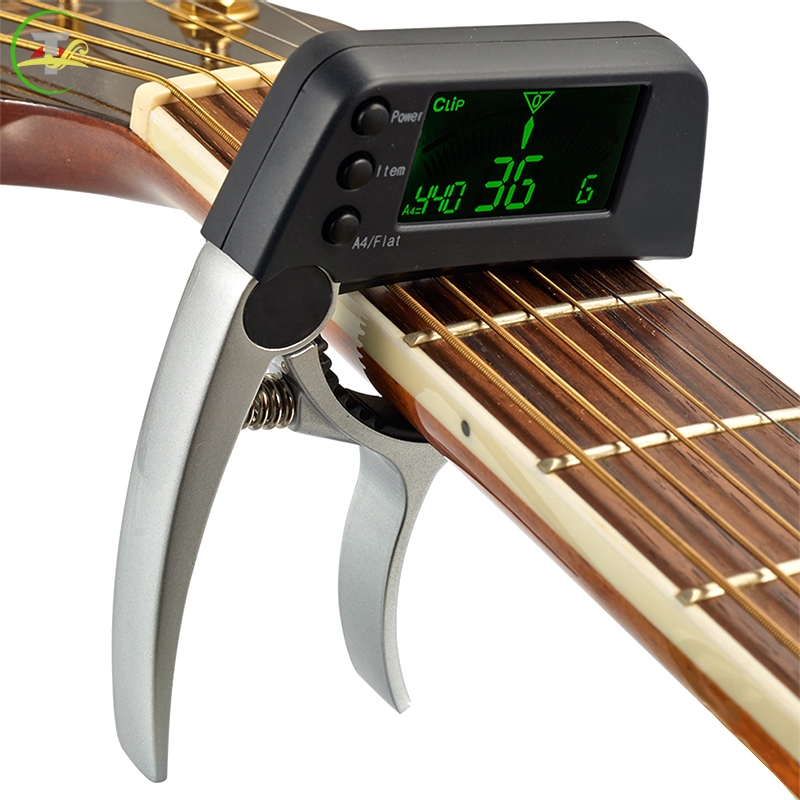 TG Guitar Capo Tuner Zinc Alloy 2 in 1 with LCD Clamping for Acoustic Folk Electric Guitar  @vn