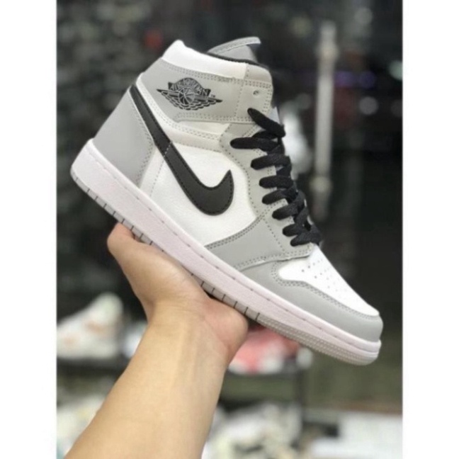 Giày thể thao Jordan 1 xám cao cổ móc đen smoke grey nam nữ cao cấp