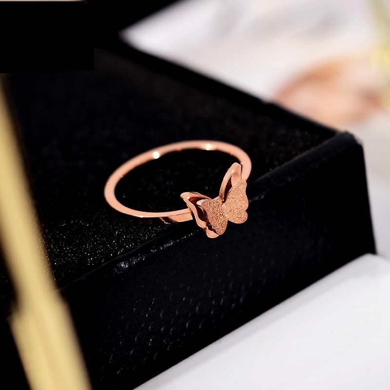 Vòng thép titan đơn kim cương thời trang nữ phiên bản Hàn Quốc Nhẫn vàng hồng dễ thương