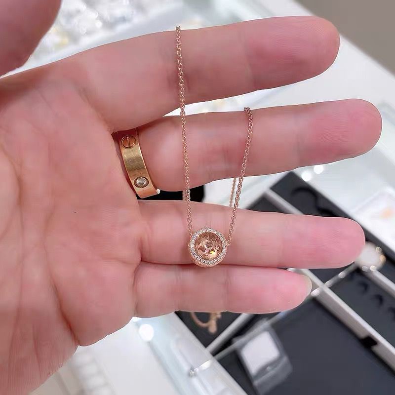 Vòng cổ Pandora Mạ Vàng Hồng 18K Đính Đá Zircon Thời Trang