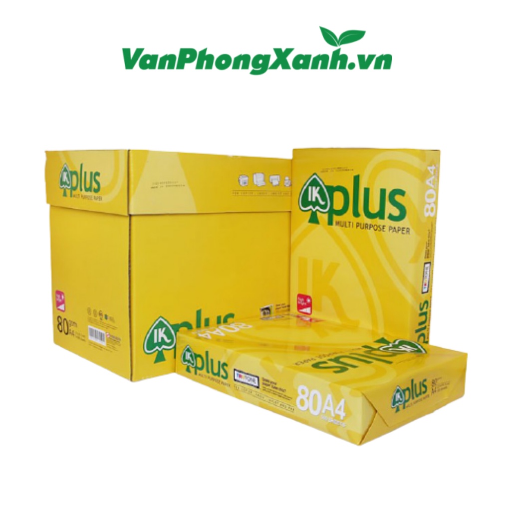 Giấy in IK Plus A4 - ĐL 80, photo, màu, vẽ giá rẻ (1 ream 500 tờ)