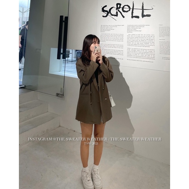 [Mã 2611THTRANG100K hoàn 10% xu đơn 99K] (Ảnh thật) Áo khoác vest trơn đệm vai oversize the.sweaterweather TSW | BigBuy360 - bigbuy360.vn