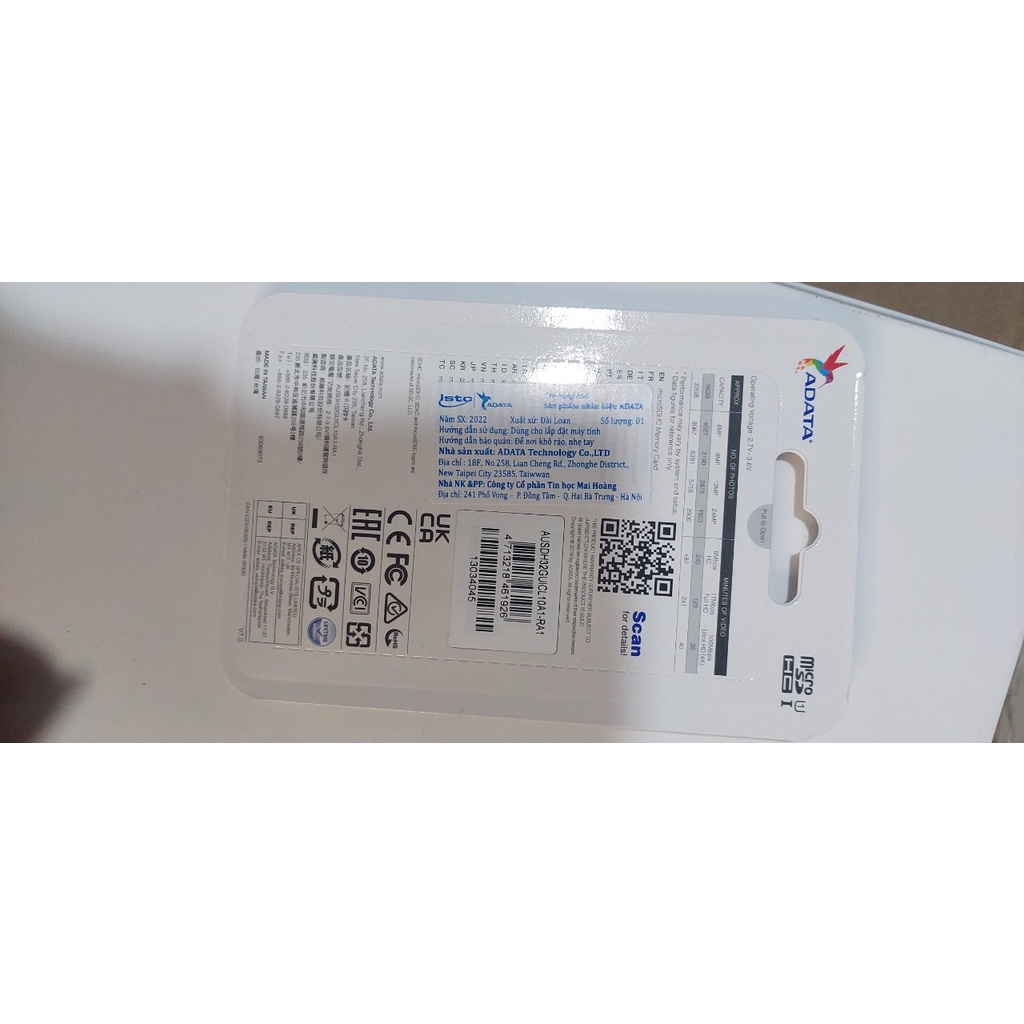 Thẻ nhớ chuyên dụng cho CAMERA Micro SD ADATA 32G/64G/128G, hàng chính hãng, bảo hành 36 tháng