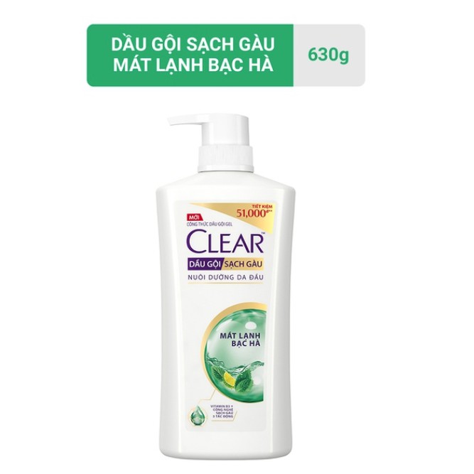 Dầu Gội Clear Mát Lạnh Bạc Hà Chai 650g