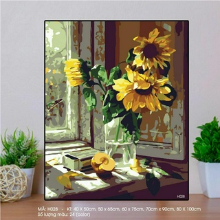 Tranh sơn dầu số hóa tự tô Hoa , Lọ hoa tinh tế H028 - Tặng kèm cọ , màu , khung , Paint by numbers DIY - ToastedART
