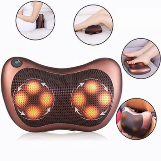 (KÈM ẢNH THẬT) Gối massage hồng ngoại 6 bi