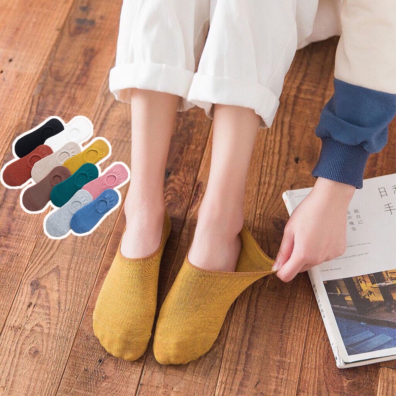 Tất nửa bàn nam nữ thời trang EMOJI vớ chân ngắn màu trơn trẻ trung cá tính cho giới trẻ thích hợp mùa hè EMOJI TN031