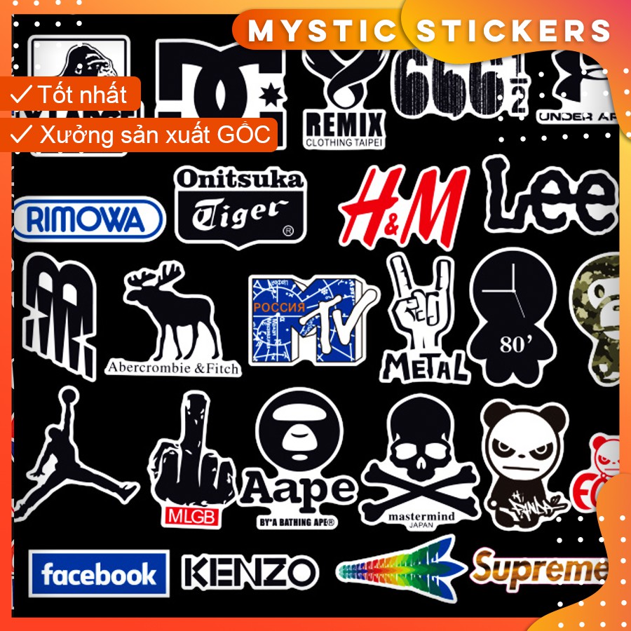 [LOGO] 100 Sticker chống nước trang trí, set mix ,dán xe laptop mũ bảo hiểm vali...