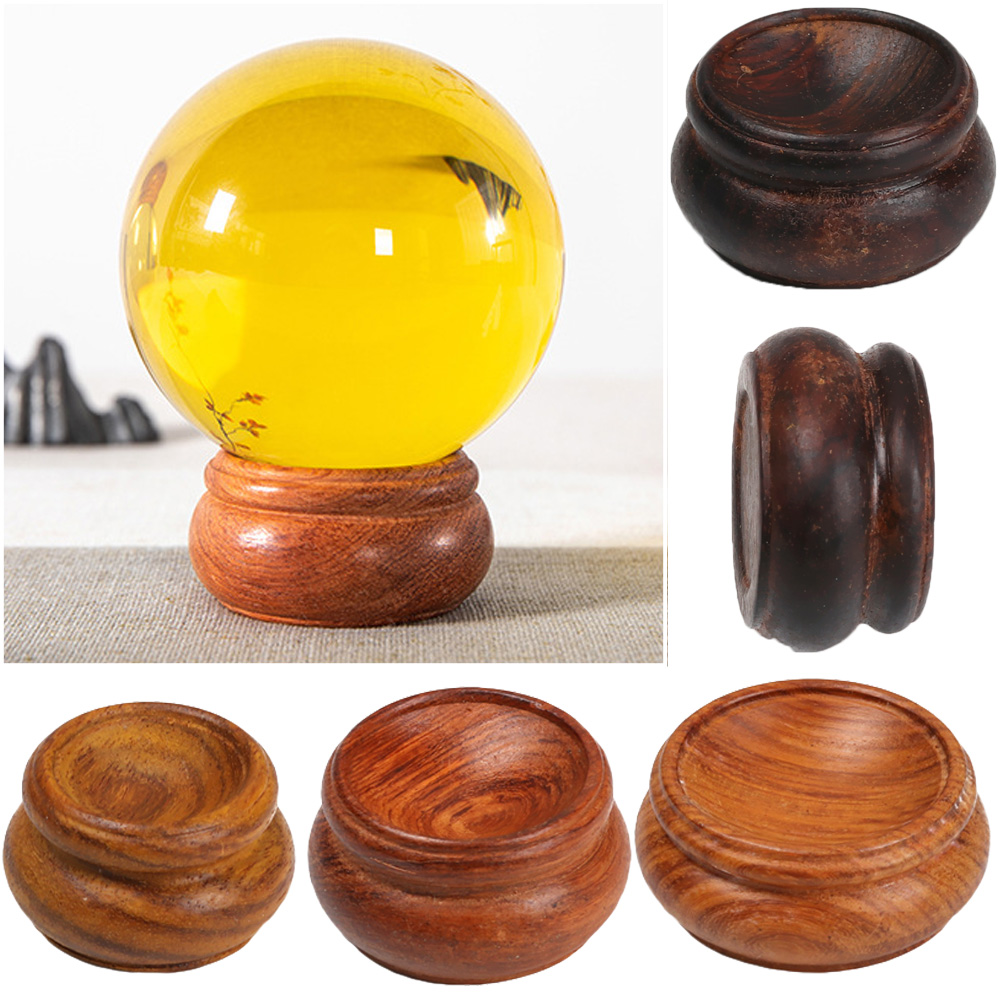 ☆YOLA☆ Craft|Sphere Pedestal Fixed Seat Wood Display Stand Ball Holder Desktop Ornament Home Decoration Natural Photography Props Glassball Base