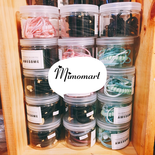 Set 12 dây buộc tóc kèm hộp chất liệu mềm siêu chắc loại đẹp nhiều kiểu mẫu nữ tính tạo nhiều kiểu tóc