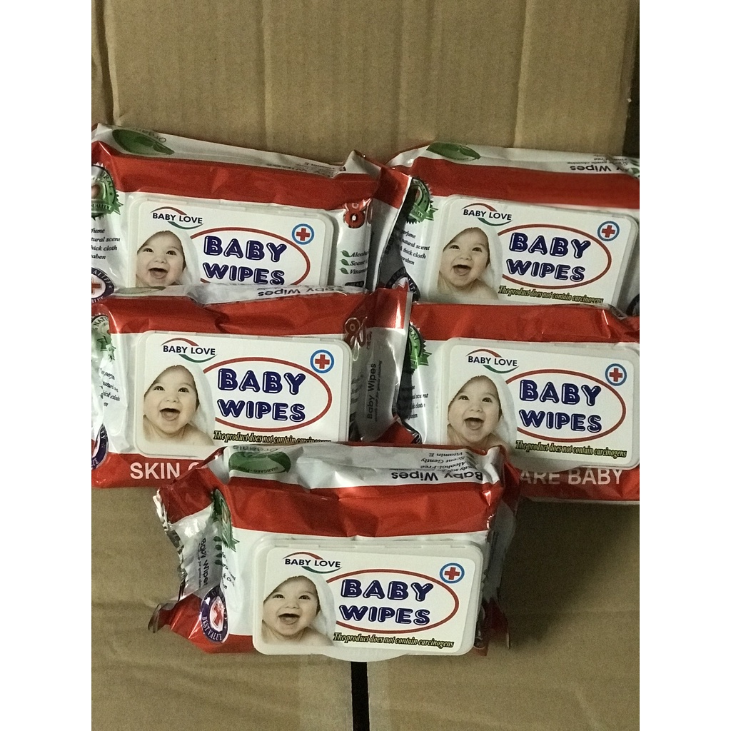 [Giá sốc] COMBO 5 BỊCH Khăn Giấy Ướt Baby Wipes Bịch 80g