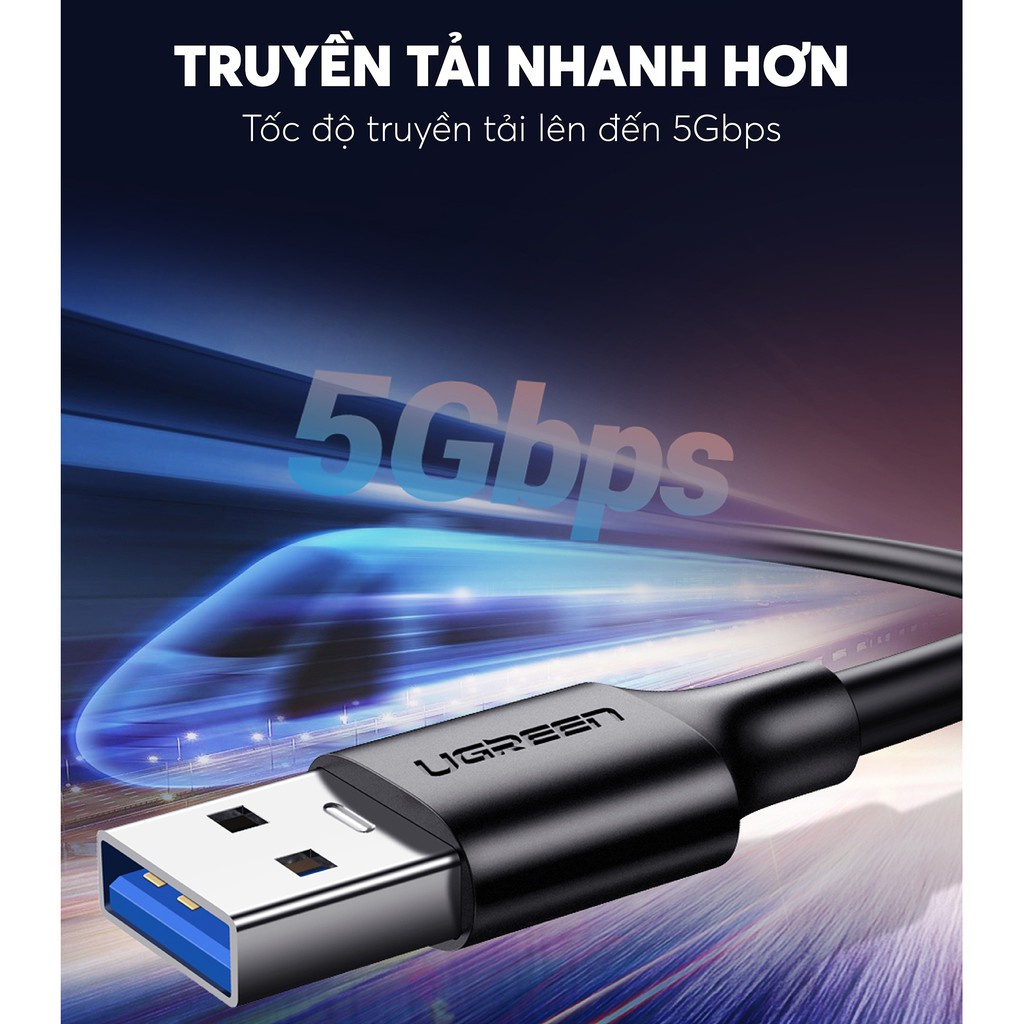 Cáp sạc USB A sang Type C Ugreen US184 Sạc nhanh dòng 3A | Tốc độ truyền lên đến 5Gbps | Bảo Hành 1 đổi 1 18 Tháng |