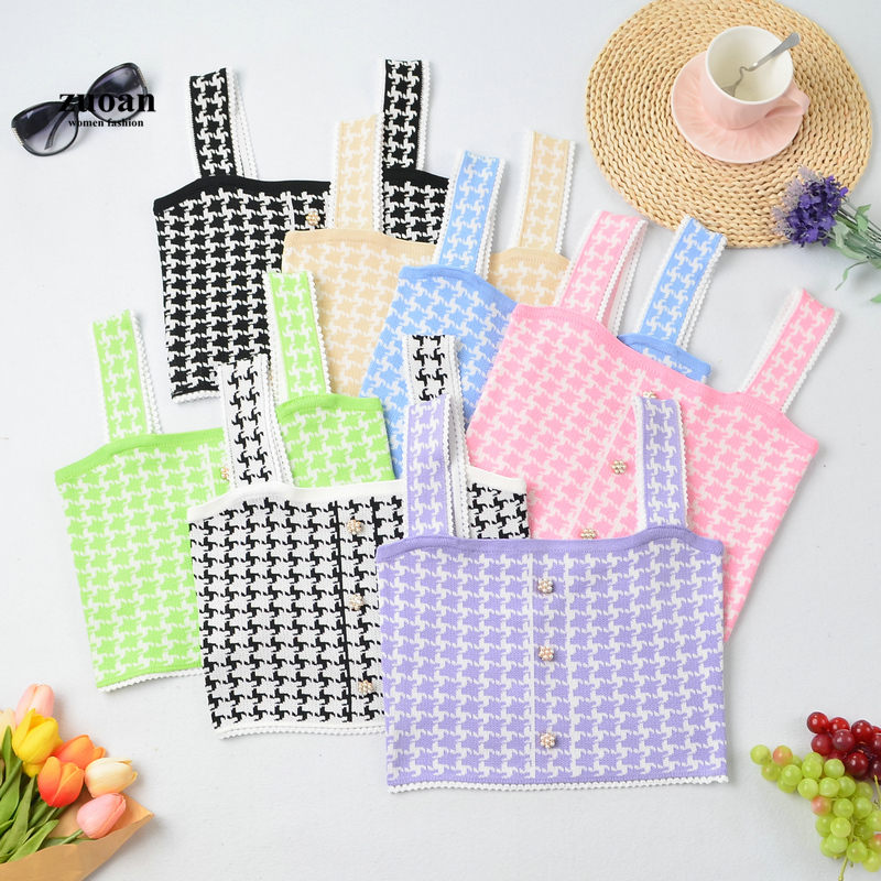 SUXI Áo dệt kim hai dây cổ vuông thời trang cho nữ