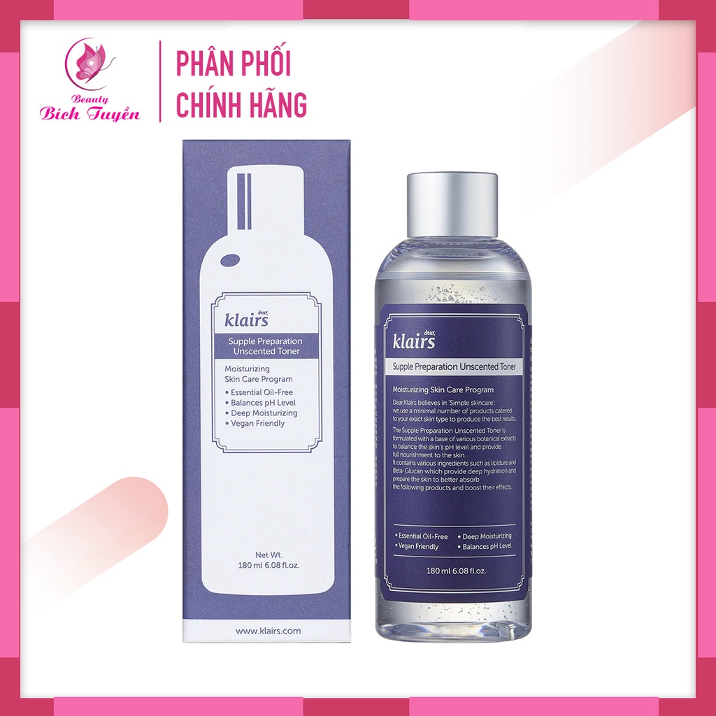 Nước Hoa Hồng Klairs Supple Preparation Toner Dành Cho Da Nhạy Cảm