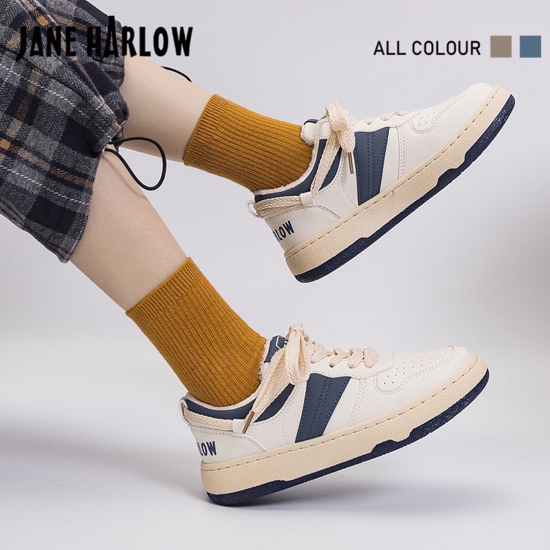 Giày JANE HARLOW Thể Thao Nữ Cổ Thấp Đế Độn Lót Nhung Siêu Ấm Ôm Chân